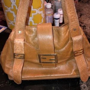 Fendi tanned leather Logos satchel with dust bag